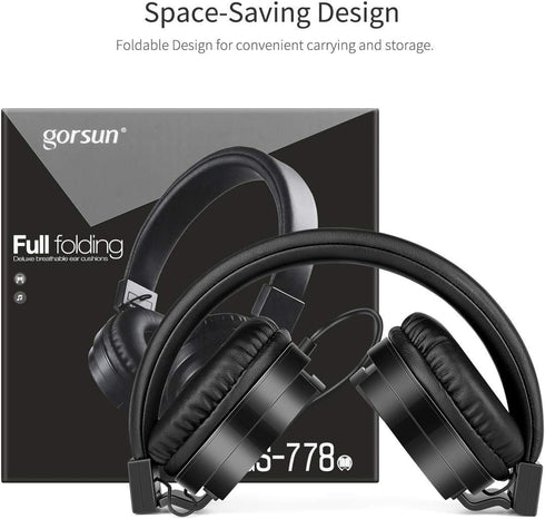 gorsun Kids Headphones - Lightweight Stereo Wired Toddler Headset with Adjustable Headband for Smartphones, Black