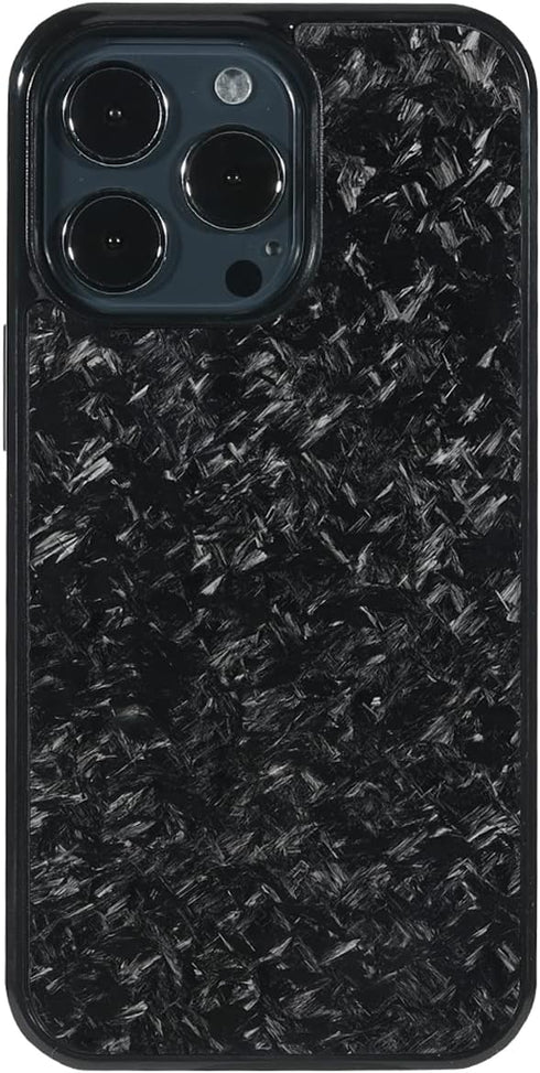 molzar Grip Series iPhone 13 Pro Case, Glossy Black/Forged, Real Forged Carbon Fiber, Built-in Metal Plate, Wireless