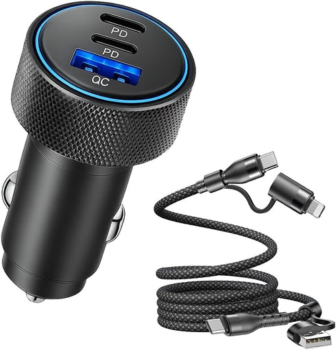 Ankuee USB C Car Charger, 3-Port 82.5W Dual PD Fast Charging QC Vehicle