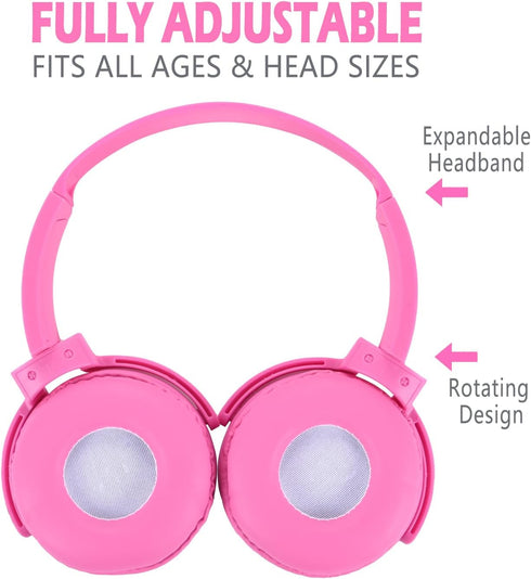Kids Headphones 2 Pack for School, Durable Wired Student Headset for Laptop, Library, Airplane, Travel (Pink+Orange)