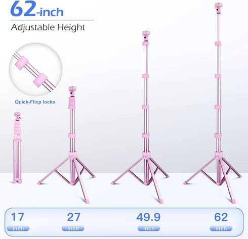 Sensyne 62" Phone Tripod & Selfie Stick, Extendable Stand with Wireless Remote, Compatible with iPhone Android Phone