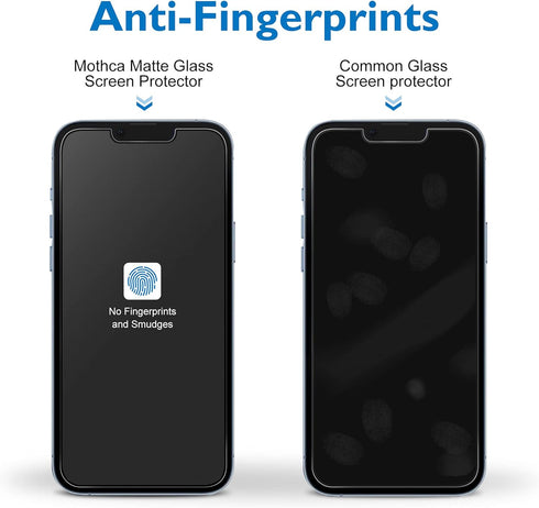 Mothca Matte Glass Screen Protector for iPhone 14 Plus - 2 Pack with Anti-Glare Camera Lens Tempered Glass.