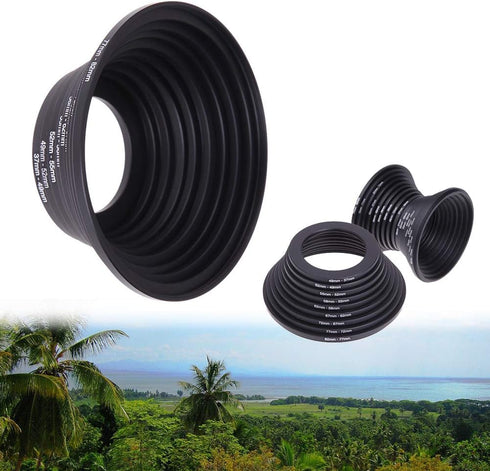 18Pcs Filter Ring Adapter Set - 37-82mm Metal Step Up/Down Rings Lens Adapter Filter Set for Digital SLR Camera
