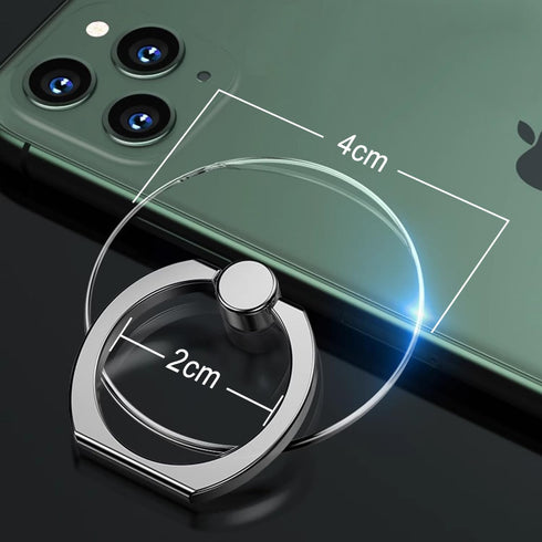 TENOC 360 Phone Grip Sticky Rotation Universal Stand Finger Ring Holder Kickstand for Cell Phone Case, Round Clear