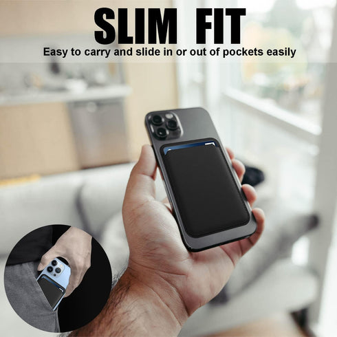 Magnetic Card Holder Wallet for iPhone 15/14/13/12 Series with Magsafe, Leather Wallet for iPhone 15 Pro/Pro Max