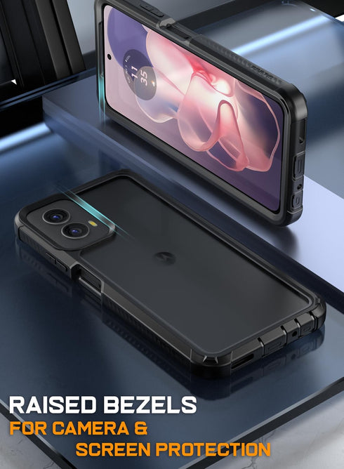 Poetic Guardian Case for Motorola Moto G Power 5G 2024, Full-Body Shockproof, 20FT Mil-Grade Drop Tested, Black/Clear.