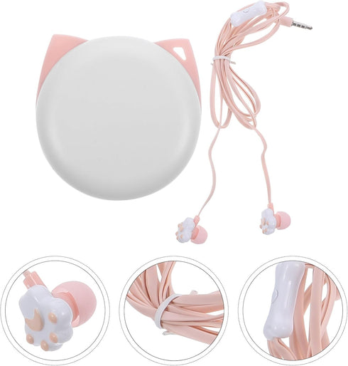 Paw Case Phones Microphone Headphones Wired Cat Style Corded - Phone Earphones Kitten Microphone USB Cell Cartoon Girls