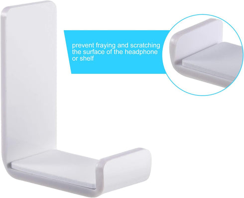 4 Pieces Headphone Hanger Hook Wall Mount with Adhesive Glues, Acrylic Holder for General Purpose Game Headphones