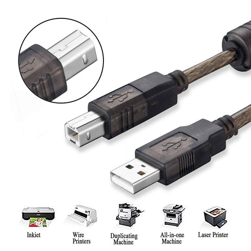 Tan QY Active 50Ft USB 2.0 Printer Cable, A-Male to B-Male High Speed for HP, Canon, Lexmark, Dell, Samsung