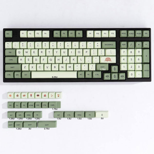 mintcaps Matcha Green PBT Keycaps Set 124 Keys Custom Cute XDA Profile Dye-Sublimation for 60% 65% 70% 75% 100%