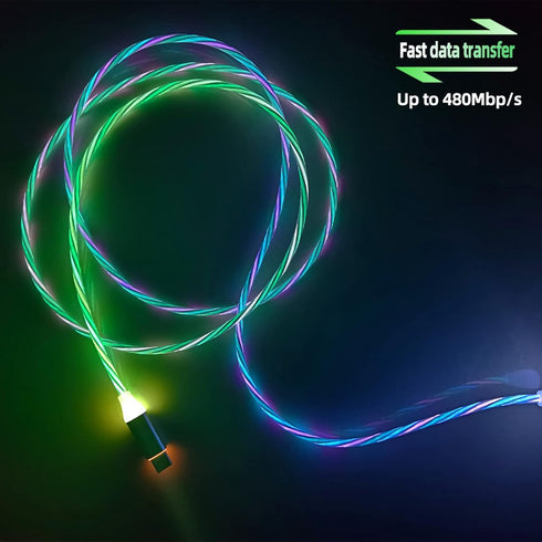 LED Light Up USB Type C Cable 3.3ft/1m, 66W 5A QC3.0 Fast Charger for Galaxy S20/S10/S9 Plus/Note 20/Switch/LG V30.
