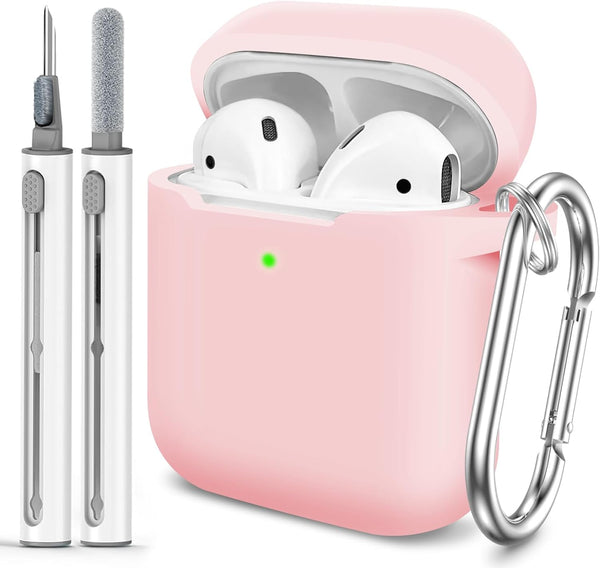 for AirPods Case Cover, Soft Silicone Protective Cover with Cleaner Kit, Compatible with Apple AirPods 2nd 1st
