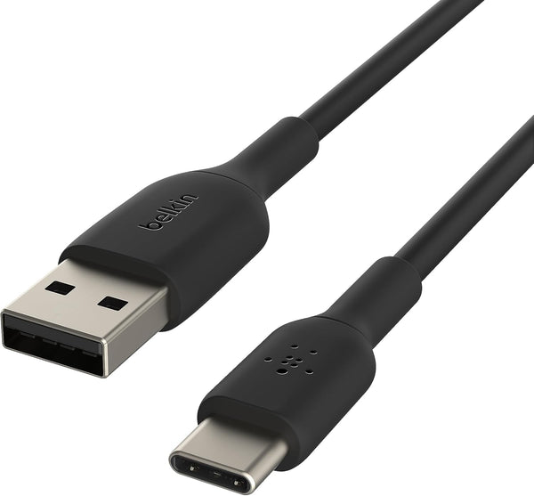Belkin BoostCharge USB-C to USB-A Cable (2M/6.6ft) for iPhone 15, Samsung Galaxy S24, Pixel 7/8, iPad Pro & more - Black