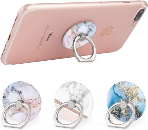 Bonoma 3-Pack Cell Phone Ring Holder Stand, 360 Rotation Universal Grip Compatible with Smartphones and Tablets, Marble