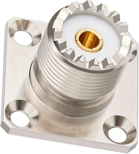 SO 239 Connectors, SO239 UHF Female RF Coax Connector, 4-Hole Flange Panel Mount Adapter, 3Pcs
