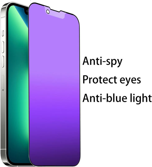2 PCS Anti-Blue Privacy Matte Tempered Glass for iPhone 14 Pro Max, Anti-Glare Anti-Spy Screen Protector Film