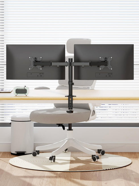 suptek 2 27 inch, 22 lbs 75x75/100x100 mm, (MD9442) Dual Monitor Desk Mount, Adjustable Dual Monitor Arm for Computer