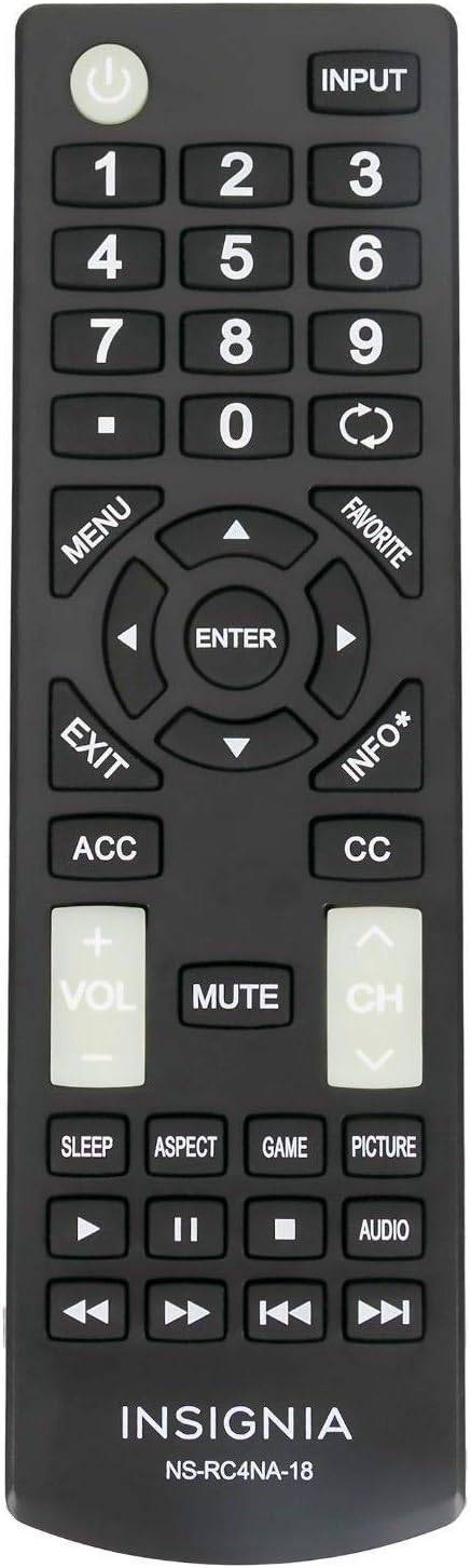 New Remote Control NSRC4NA18, Compatible with NS-RC4NA-18 for Insignia TV Models A12 to A20