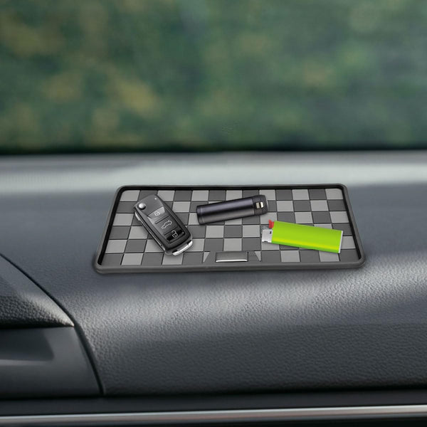 Deaelf Car Dashboard Non-Slip Mat, 11"6" PVC Grid Sticky Adhesive Gripping Pad, Heat