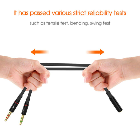 Maeline Headphone Splitter Adapter, 3.5mm Mic Cable for Computer, Headset 3.5mm Female to 2 Dual Male Microphone Audio Stereo Jack Earphones Port to Gaming Speaker PC