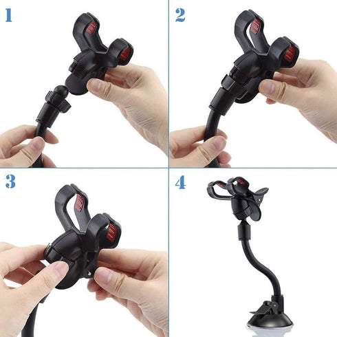 8" Flexible Gooseneck Suction Cup Cellphone Holder with Extra 3M Adhesive Mounting Disk for Multi-Purpose Use