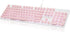 Wired Quiet Membrane Keyboard, Full Size 104-Keys, Retro Punk Typewriter, White LED Backlit, USB, Pink
