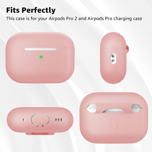Compatible with AirPods Pro 2 Case, Soft Silicone Skin Cover with Cleaner Kit and Lanyard, Front LED Visible (Light