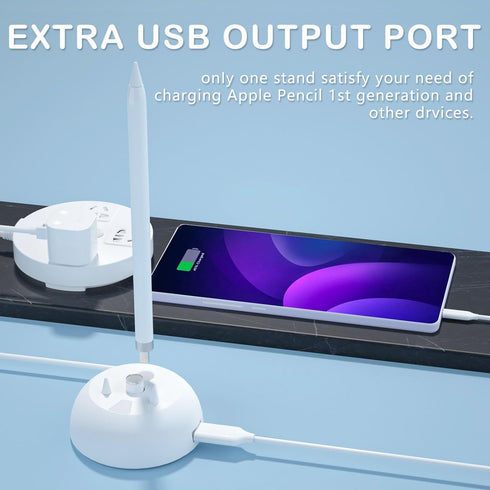 Charging Stand Compatible with Apple Pencil 1st Generation - 3 in 1 iPad Pencil Charger Dock with LED Light & Pencil