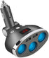 Car Charger, 120W 3-Socket Cigarette Lighter Power Adapter with Dual USB and LED Voltage Display