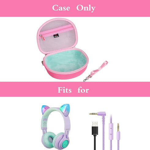 Mchoi Hard Carrying Case for Riwbox CT-7 Pink, Jack CT-7S Cat Green, iClever IC-HS01 Bluetooth Headphones