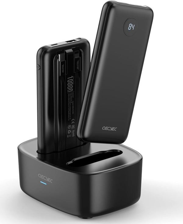 Portable Charger, 2-Pack 10000mAh Power Banks, 15W Fast Charging Battery Pack with Cords for iPhone, Galaxy, Pixel