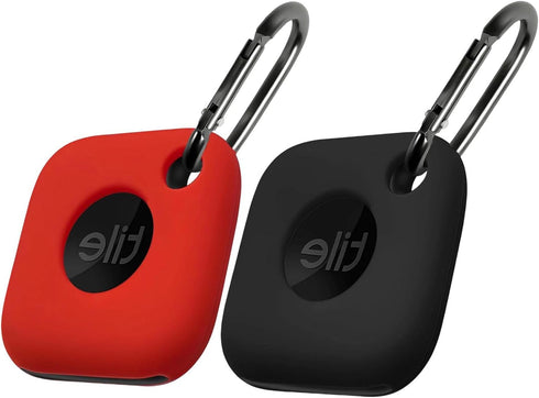 Geiomoo Silicone Case for Tile Mate 2024/2022, Soft Scratch Resistant Cover with Carabiner (2 Pack Black+Red)