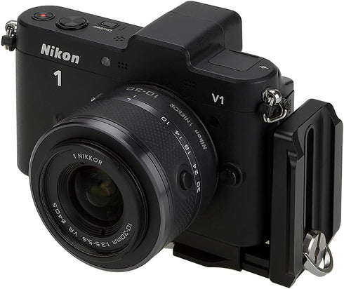 Fotodiox Exxy Omni Jr. Universal L-Bracket for Smaller Mirrorless Cameras, All Metal Black Hand Grip for Quick Releases