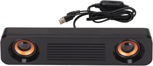 Wired HiFi Stereo Subwoofer Speaker, USB Powered, 3.5mm Plug, Portable Desktop Long Speaker for TV, Computer, Tablet.