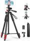 65” Phone Tripod for iPhone, Cellphone Tripod with Remote Shutter & Holder for Live Streaming