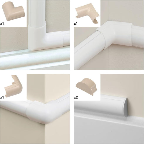 D-Line Large Cable Raceway Accessory Pack, 5 Accessories Included, Hide Cords Around Angles - Beige