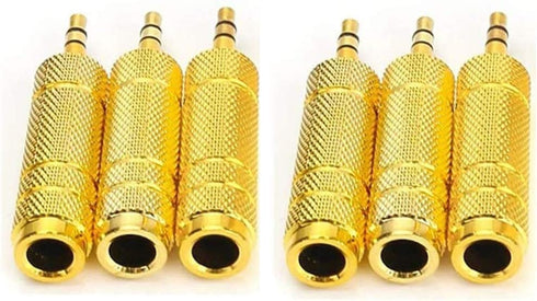 6PCS 3.5mm Male Plug to 6.35mm Female Stereo Jack Adaptor, Gold Plated Converter for Audio