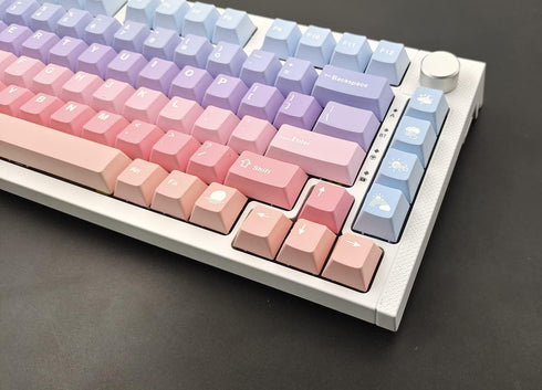 Magical Clouds Gradient Keys, 108 Keycap + 30 Keycap Set, Dye-Sublimation PBT Custom Keycaps for Mechanical Keyboards