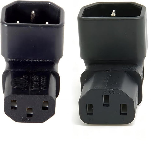 chenyang 2 Pack IEC 320 C14 to C13 Power 90 Degree Right Angled Extension Converter Connector Adapter