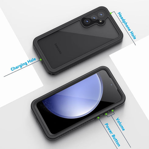 Lanhiem Samsung Galaxy S23 FE Case, IP68 Waterproof Heavy Duty Protection with Built-in Screen Protector, Black