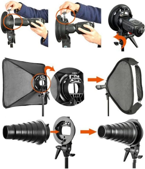 Godox S Type Bracket Bowens Mount Holder for Speedlite Flash Snoot Softbox Beauty Dish Reflector