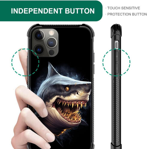 DJSOK Golden Toothed Shark Case for iPhone 13 Mini - Rugged Dual Layer Shockproof Cover for Men, Boys, and Girls.