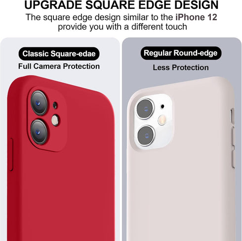 Vooii iPhone 11 Case - Upgraded Liquid Silicone, Square Edges, Camera Protection, Soft Microfiber Lining - Red 6.1"