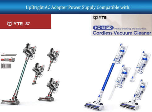 UpBright 26V AC/DC Adapter Compatible with YTE S7 HC-1810D 22.2V Li-ion Battery Lightweight Handheld Stick Vacuum