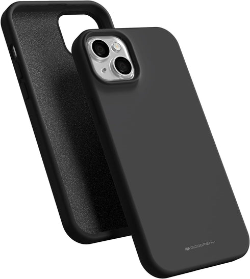 GOOSPERY iPhone 15 Plus Liquid Silicone Case - Black, Shockproof Full Body Protection with Silky-Soft Touch &