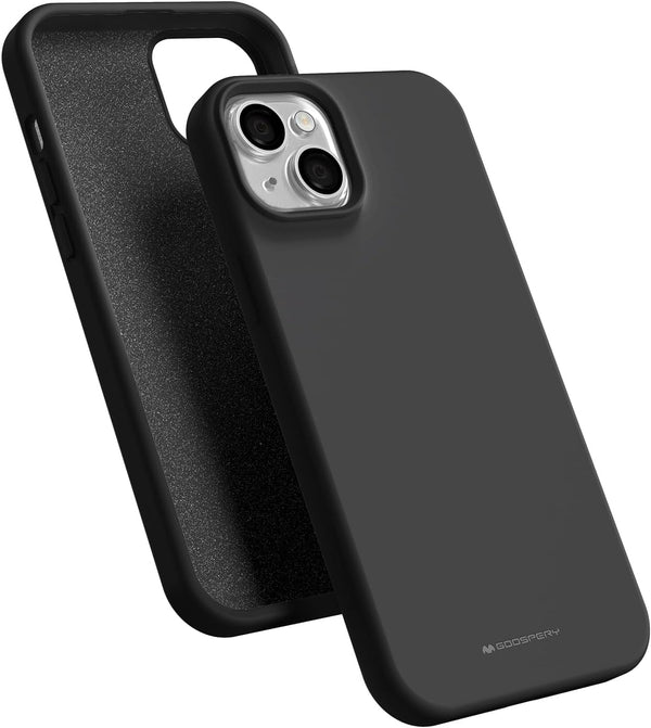 GOOSPERY iPhone 15 Plus Liquid Silicone Case - Black, Shockproof Full Body Protection with Silky-Soft Touch &