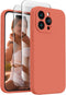 FireNova iPhone 15 Pro Case, Pink Pomelo, 6.1", Silicone, Camera Protection, Soft Microfiber Lining, Includes 2 Screen