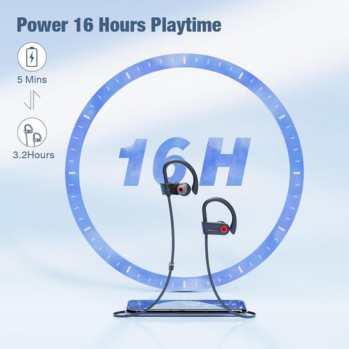 Boean Bluetooth Headphones, Wireless Earbuds with 16 Hours Playtime, Bluetooth 5.3, HD Deep Bass Stereo Sound