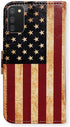 Case for Samsung Galaxy A02s, Retro American Flag Leather Flip Phone Case Wallet Cover with Card Slot Holder for