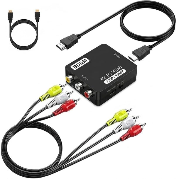 BD&M AV to HDMI Converter, RCA to HDMI, 1080P Mini RCA Composite CVBS